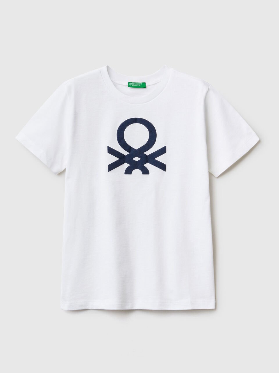 T-shirt 100% cotone bio con logo benetton outlet online shop